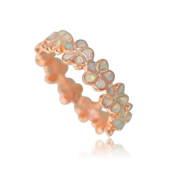 Aloha Ekolu ラウンドプルメリアリング